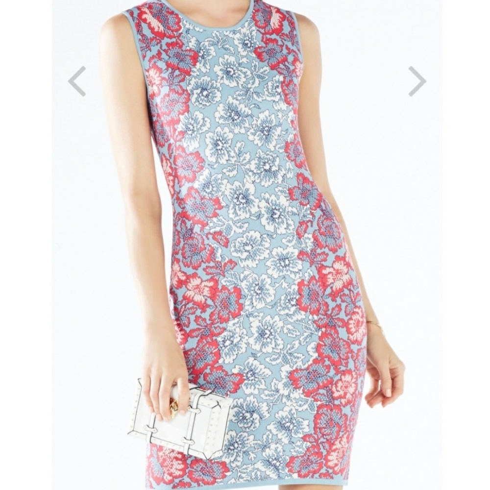 NEW BCBGMaxAzria Jose Floral Knit Bodycon Dress
